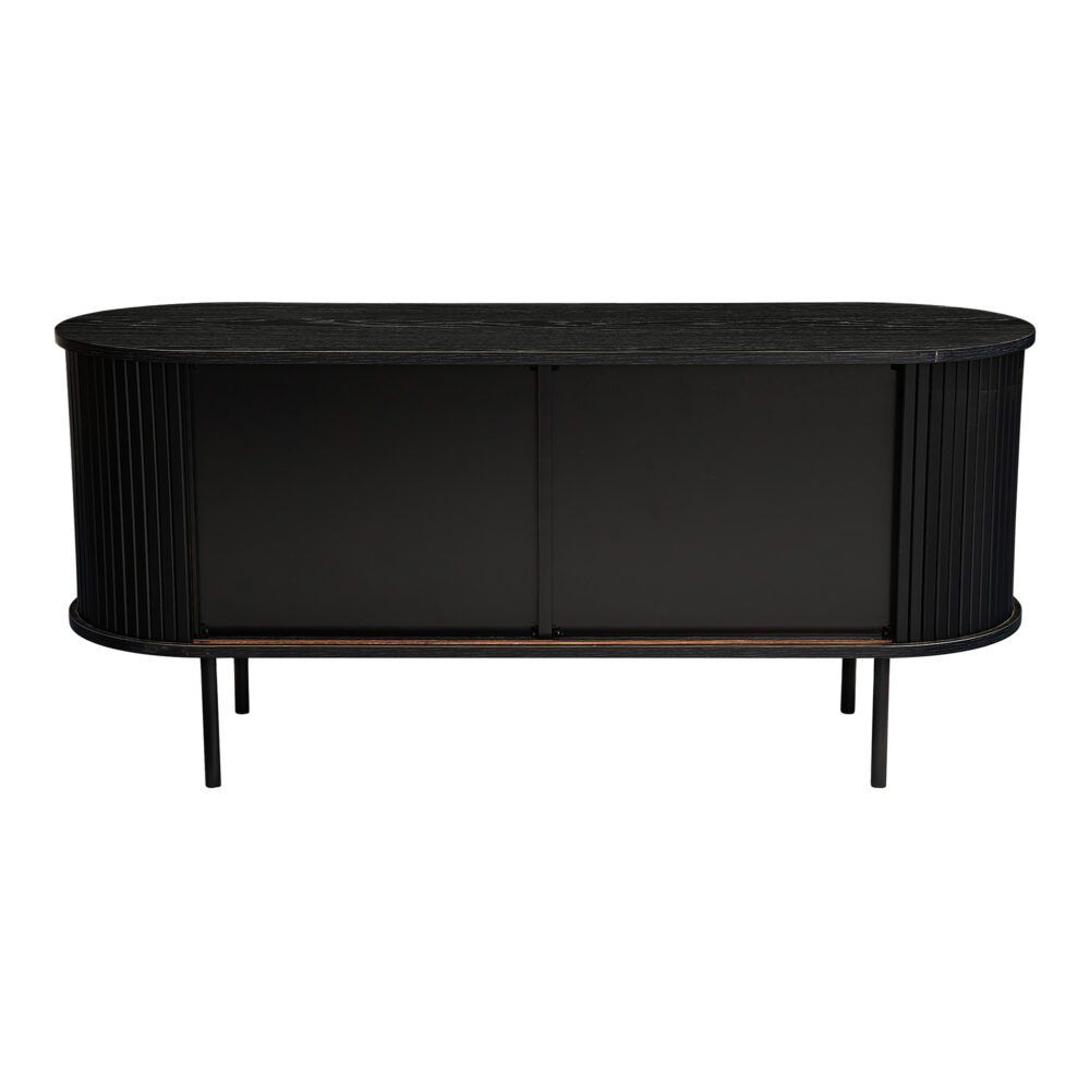 Ribbed Black Sideboard with Sliding Doors V264-TAB-726C-BLK-NA-1