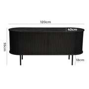 Ribbed Black Sideboard with Sliding Doors V264-TAB-726C-BLK-NA-1