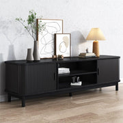 160cm Ribbed Black Entertainment Unit V264-TAB-727C-BLK