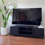 160cm Ribbed Black Entertainment Unit V264-TAB-727C-BLK