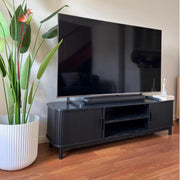 160cm Ribbed Black Entertainment Unit V264-TAB-727C-BLK