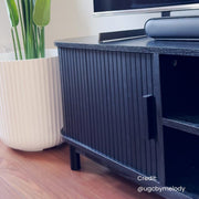 160cm Ribbed Black Entertainment Unit V264-TAB-727C-BLK