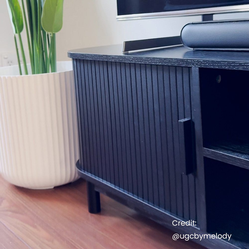 160cm Ribbed Black Entertainment Unit V264-TAB-727C-BLK
