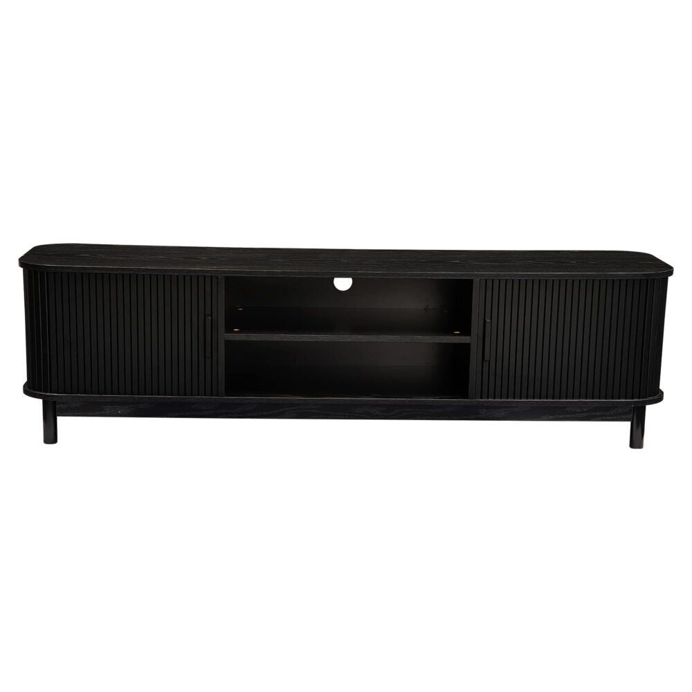 160cm Ribbed Black Entertainment Unit V264-TAB-727C-BLK