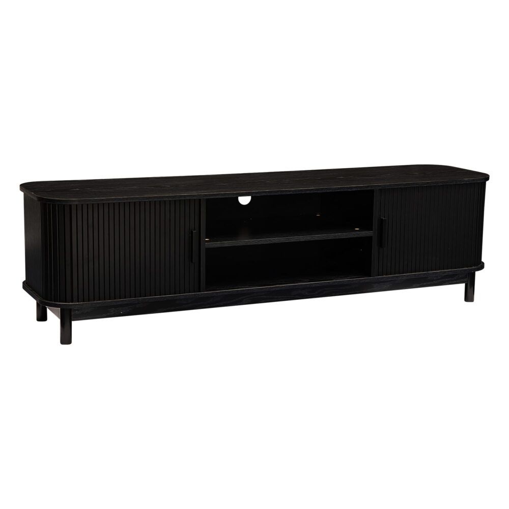 160cm Ribbed Black Entertainment Unit V264-TAB-727C-BLK
