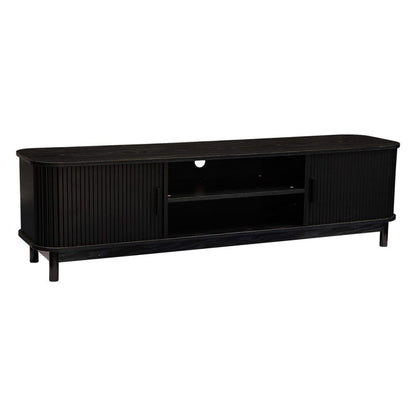 160cm Ribbed Black Entertainment Unit V264-TAB-727C-BLK