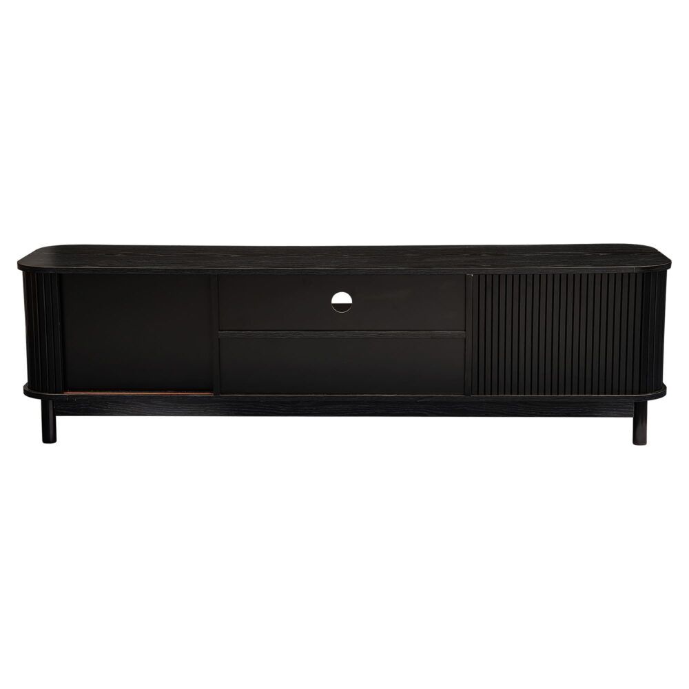 160cm Ribbed Black Entertainment Unit V264-TAB-727C-BLK
