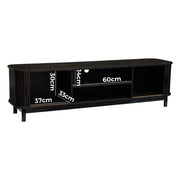 160cm Ribbed Black Entertainment Unit V264-TAB-727C-BLK
