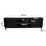 160cm Ribbed Black Entertainment Unit V264-TAB-727C-BLK