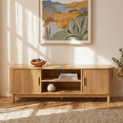 160cm Ribbed Natural Entertainment Unit V264-TAB-727C-NTR