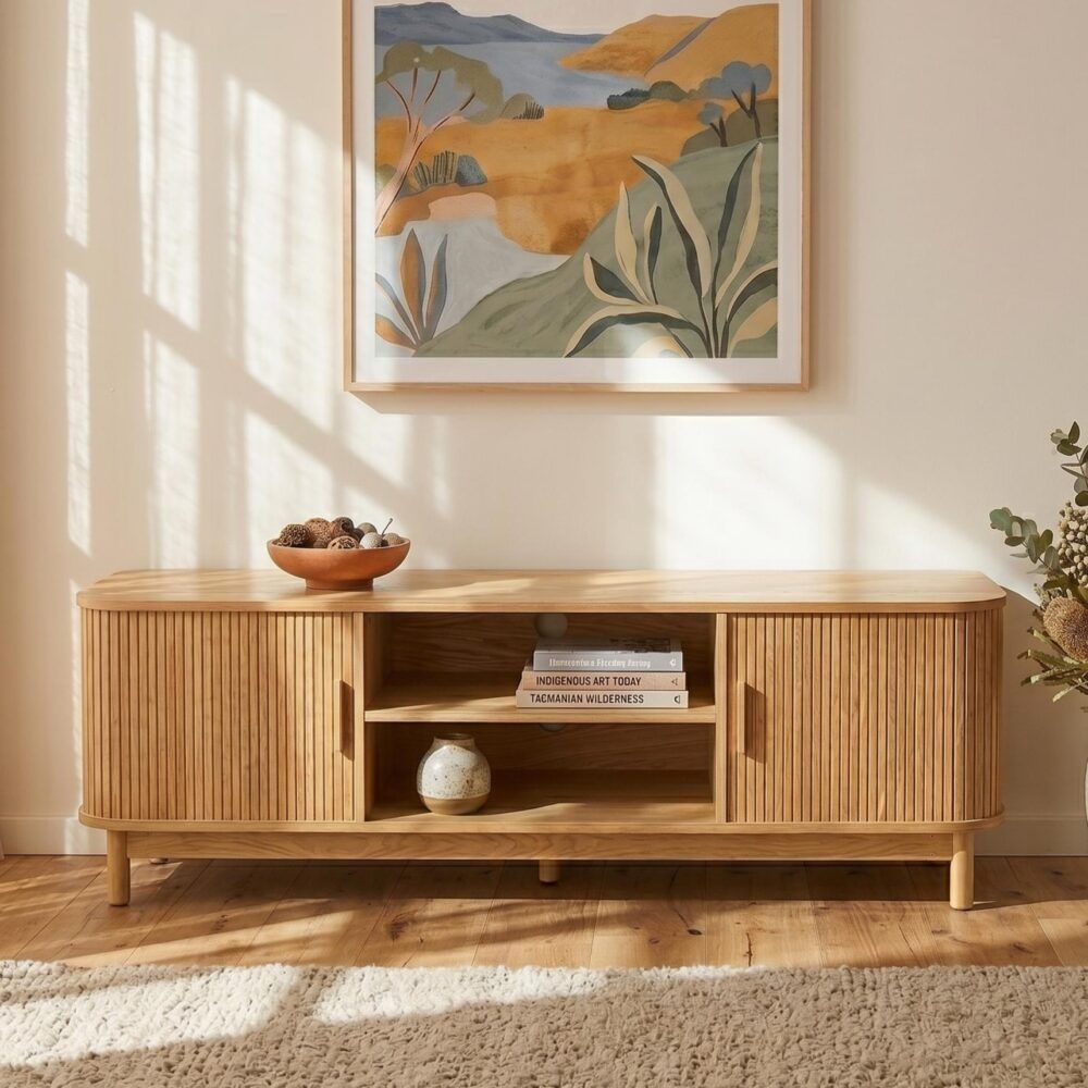 160cm Ribbed Natural Entertainment Unit V264-TAB-727C-NTR