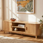 160cm Ribbed Natural Entertainment Unit V264-TAB-727C-NTR