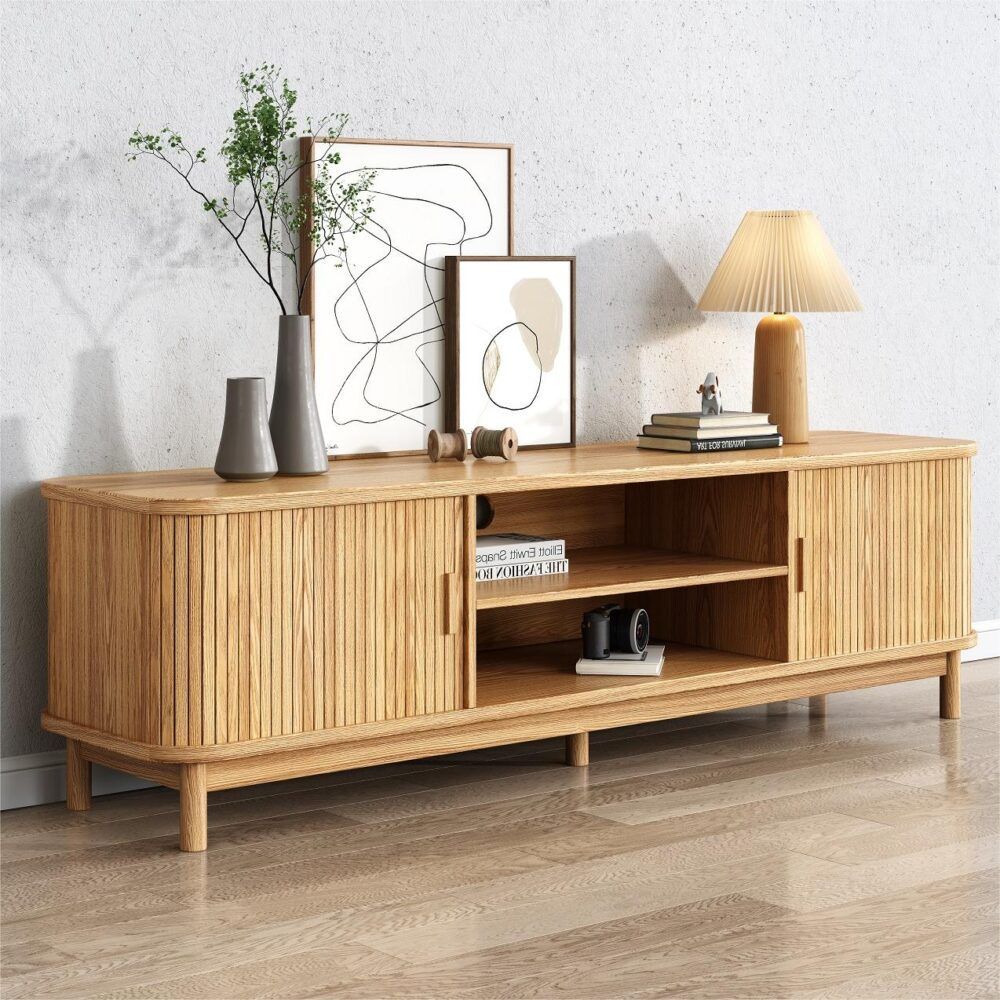 160cm Ribbed Natural Entertainment Unit V264-TAB-727C-NTR