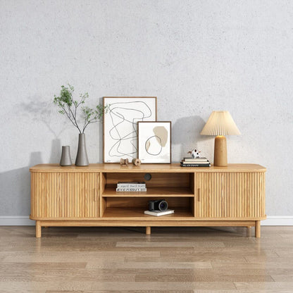160cm Ribbed Natural Entertainment Unit V264-TAB-727C-NTR