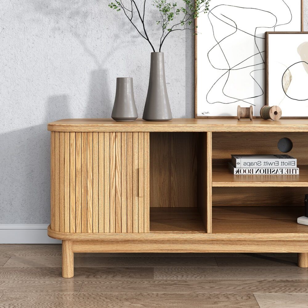 160cm Ribbed Natural Entertainment Unit V264-TAB-727C-NTR