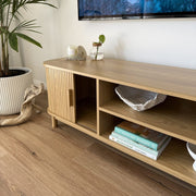 160cm Ribbed Natural Entertainment Unit V264-TAB-727C-NTR