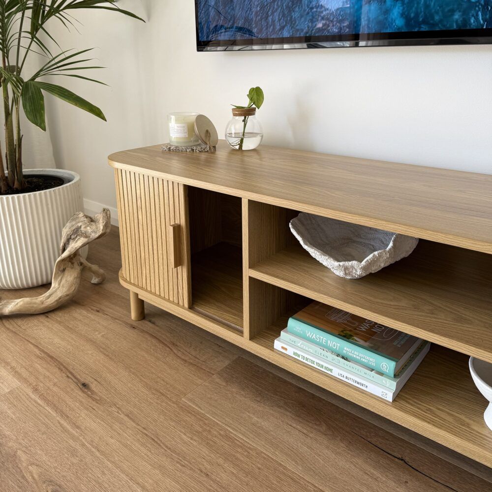 160cm Ribbed Natural Entertainment Unit V264-TAB-727C-NTR