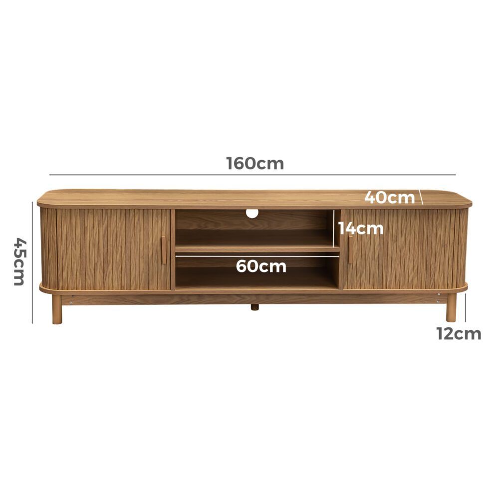 160cm Ribbed Natural Entertainment Unit V264-TAB-727C-NTR