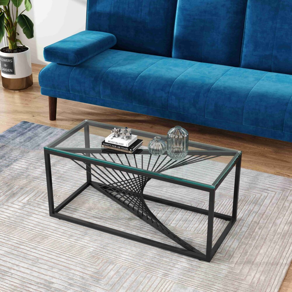Eleganza Glass Enclave Coffee Table V264-TAB-728S-BLK-NA-1