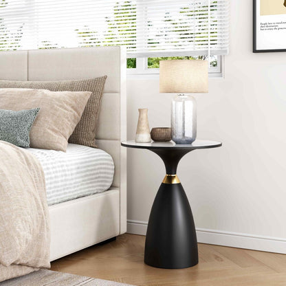 Midnight Elegance Drum Side Table V264-TAB-729S-WHE-BK-1