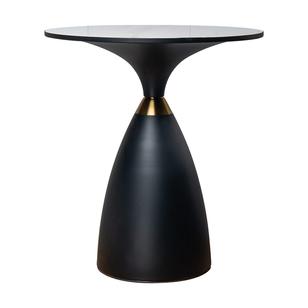 Midnight Elegance Drum Side Table V264-TAB-729S-WHE-BK-1