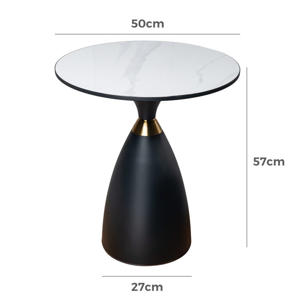 Midnight Elegance Drum Side Table V264-TAB-729S-WHE-BK-1