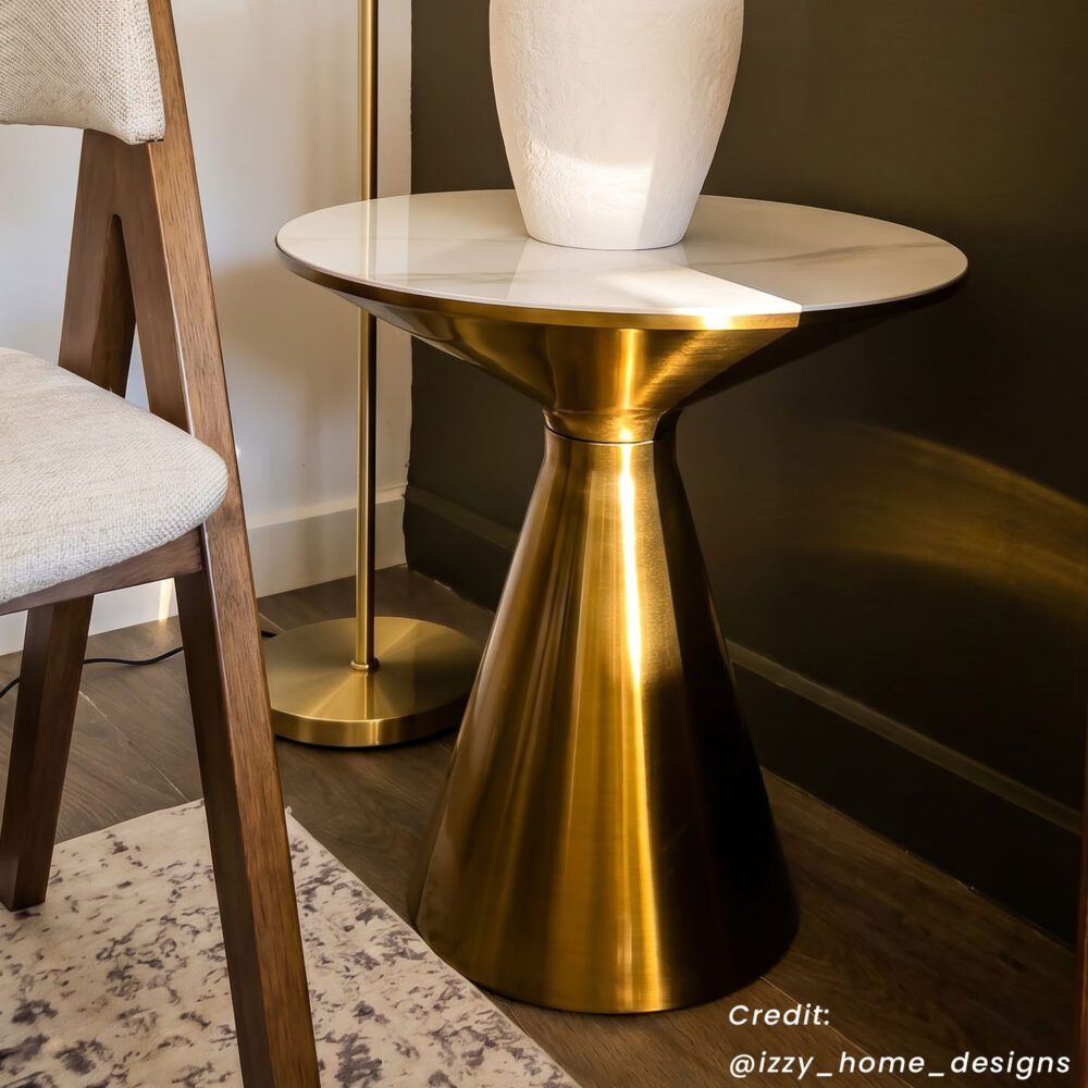 Golden Halo Round Side Table V264-TAB-730S-WHE-GD-1