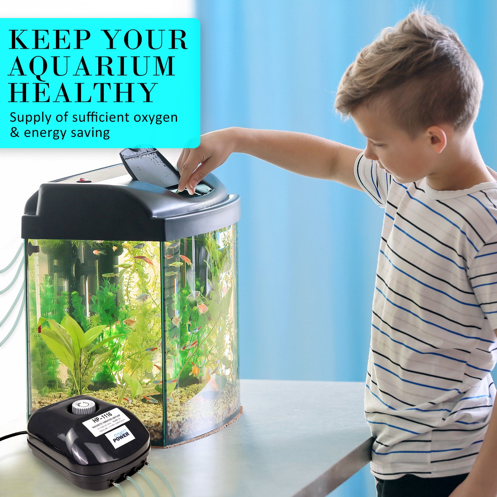 Aquarium Air Pump Oxygen Hydroponic 4 Outlet 360L/H 13W V274-AQ-AP13