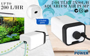 Aquarium Air Pump Oxygen Hydroponic 2 Outlet 180L/H 4W V274-AQ-AP202