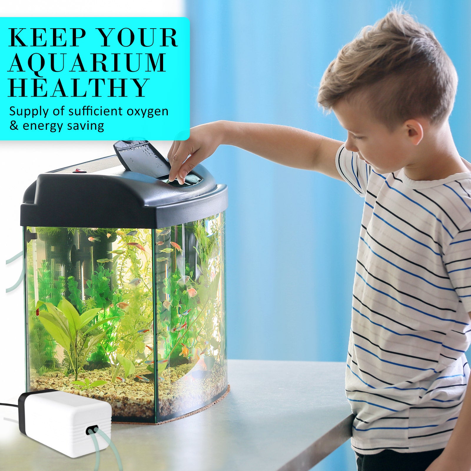 Aquarium Air Pump Oxygen Hydroponic 2 Outlet 180L/H 4W V274-AQ-AP202