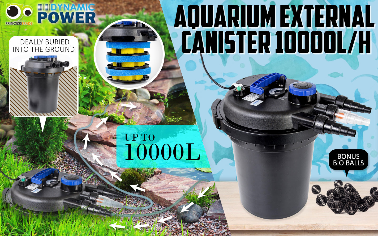 Aquarium Garden UV Light Pond Filter Set 10000L/H V274-AQ-CPF250-15