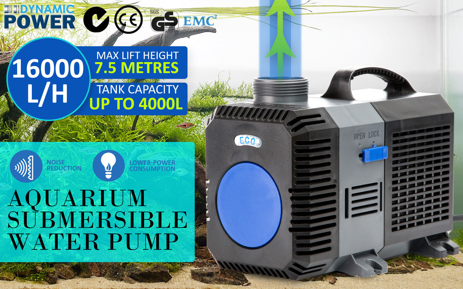 Combo Aquarium Garden Filter 10000L/H + Submersible Water Pump 16000L/H V274-AQ-CPF250-CTP16000