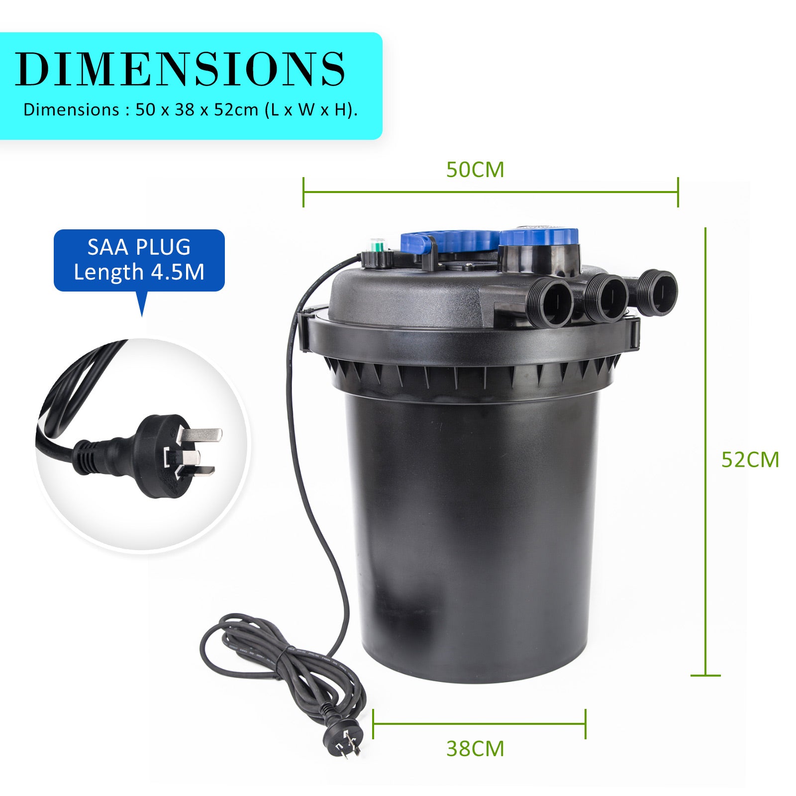 Combo Aquarium Garden Filter 10000L/H + Submersible Water Pump 16000L/H V274-AQ-CPF250-CTP16000
