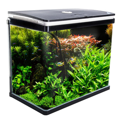 Aquarium Curved Glass RGB LED Fish Tank Set Filter Pump 52L V274-AQ-FT52L-BK