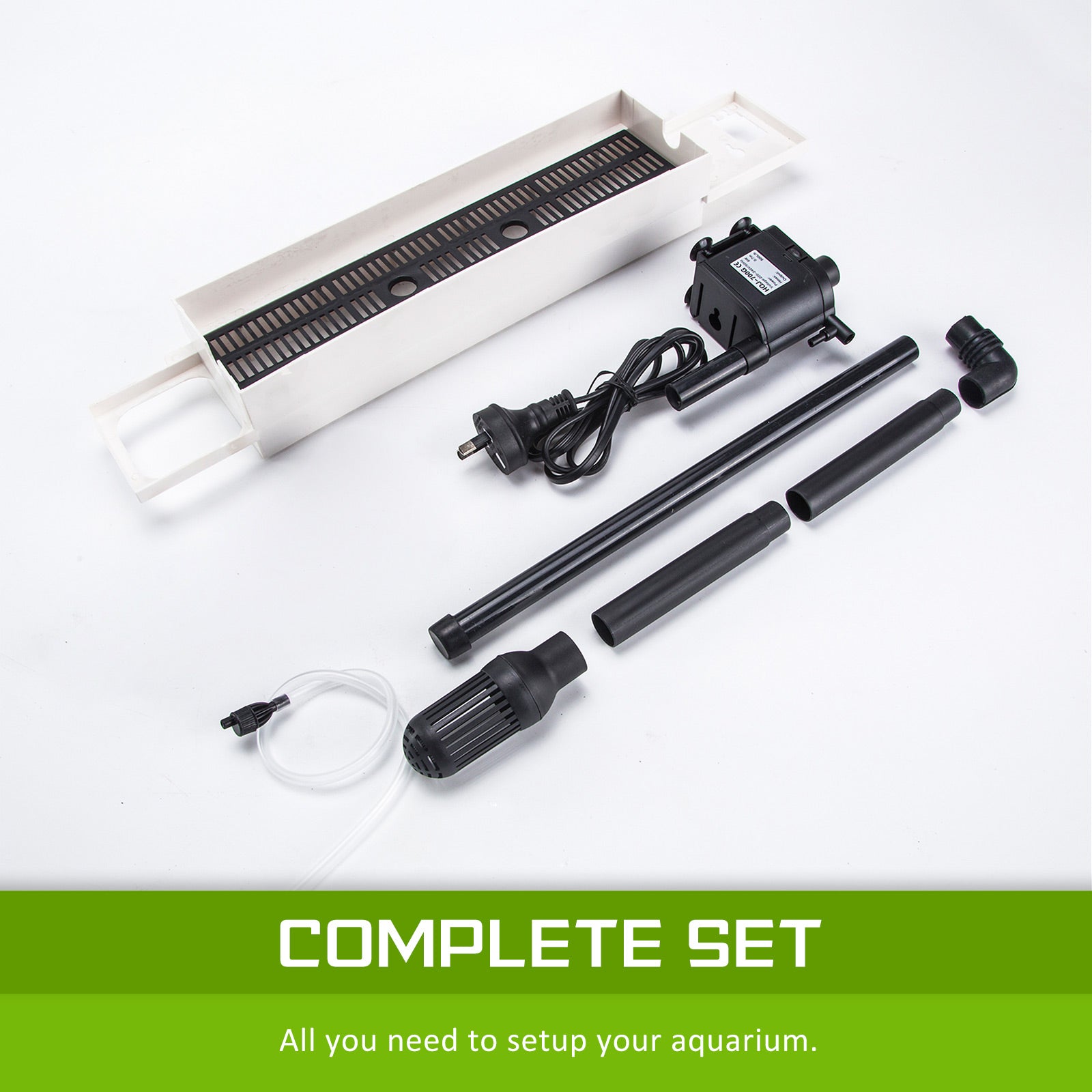 Aquarium Curved Glass RGB LED Fish Tank Set Filter Pump 52L V274-AQ-FT52L-BK