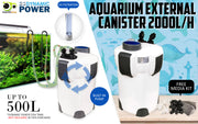 Aquarium UV Light External Canister Filter 2000L/H + Media Kit V274-AQ-HW304