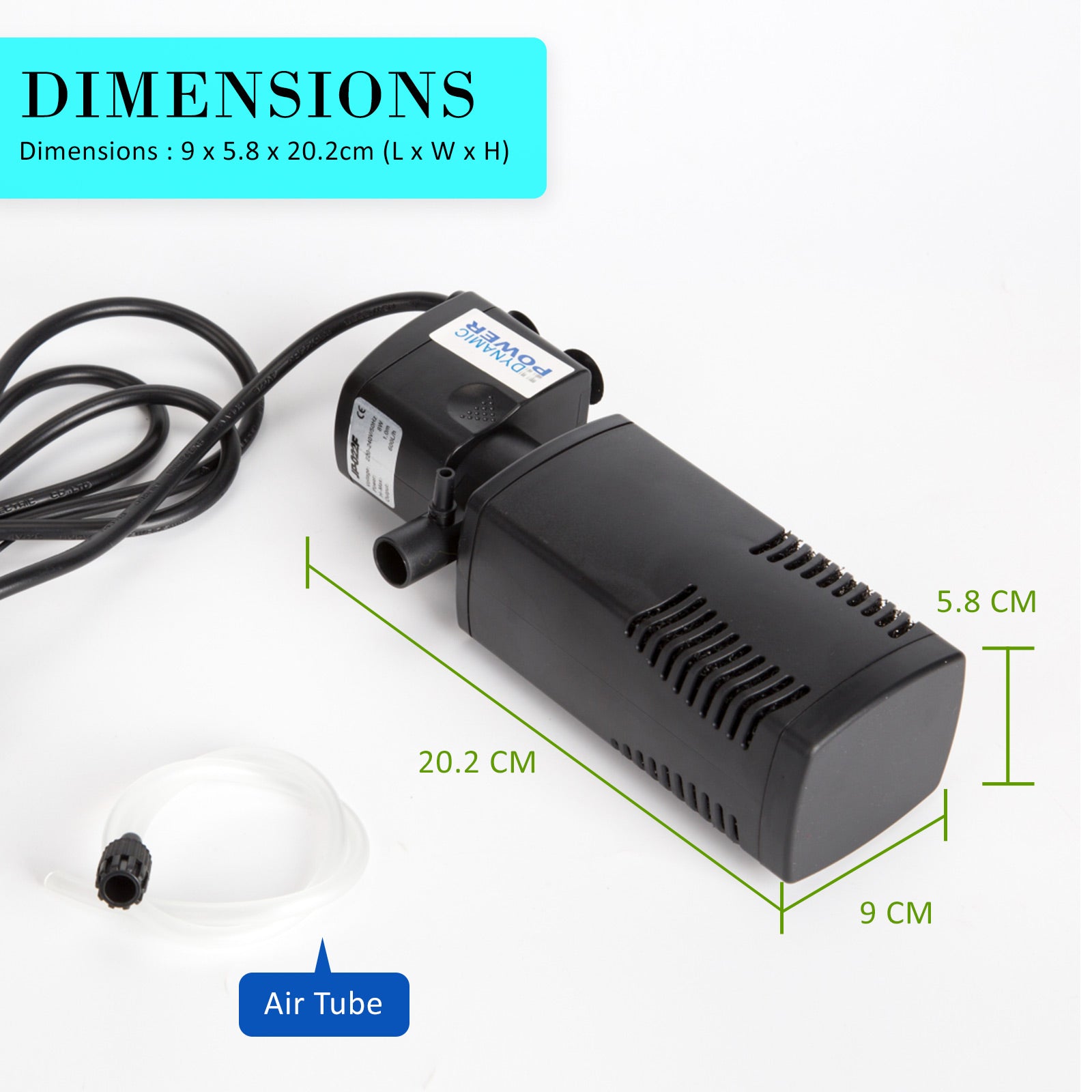Aquarium Submersible Filter Pond Pump 600L/H 8W 1m V274-AQ-JP022F-8