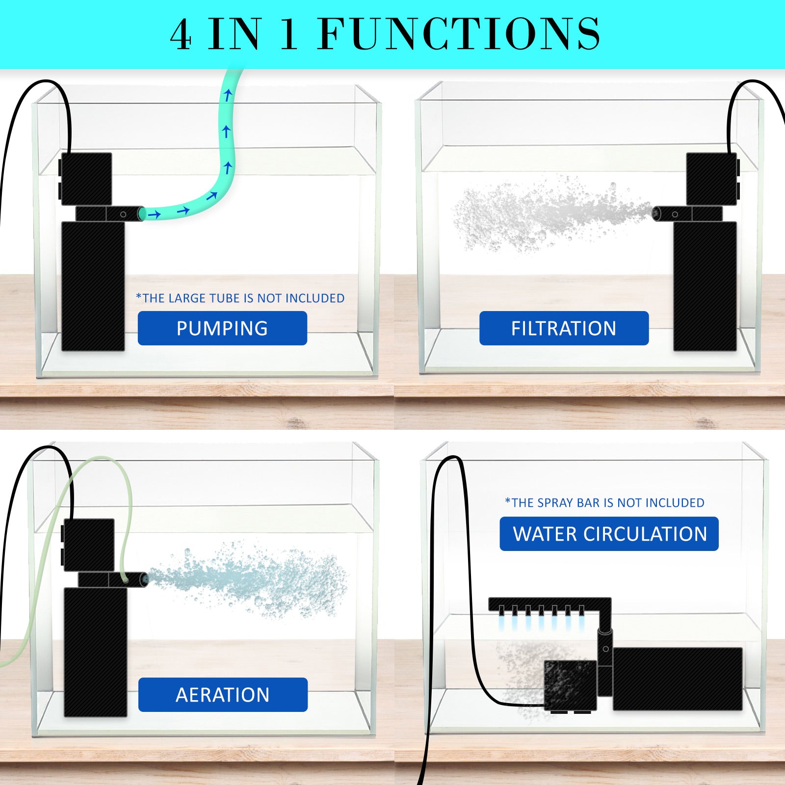 Aquarium Submersible Filter Pond Pump 1200L/H 22W 1.6m V274-AQ-JP024F-22