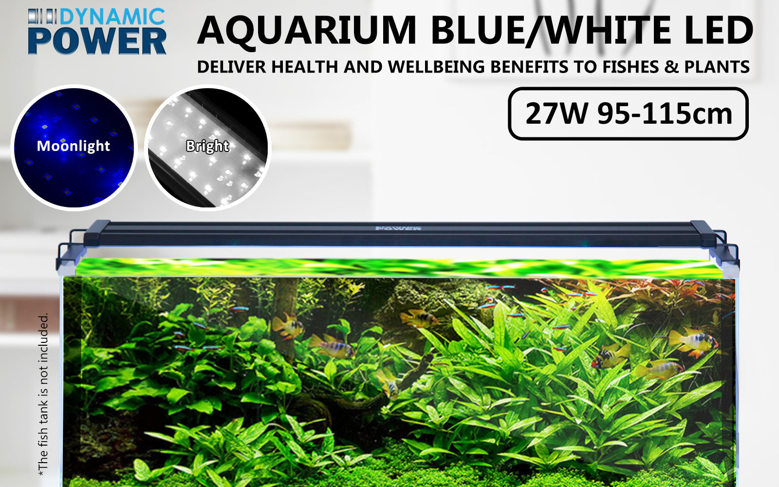 27W Aquarium Blue White LED Light for Tank 95-115cm V274-AQ-LED100-27W