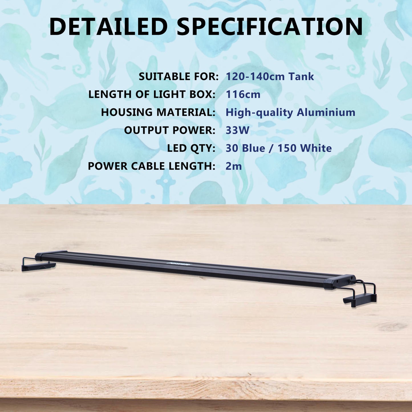 27W Aquarium Blue White LED Light for Tank 95-115cm V274-AQ-LED100-27W