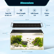Dynamic Power Planted Aquarium LED Light Day Night Cycle Full Spectrum 24W 56cm