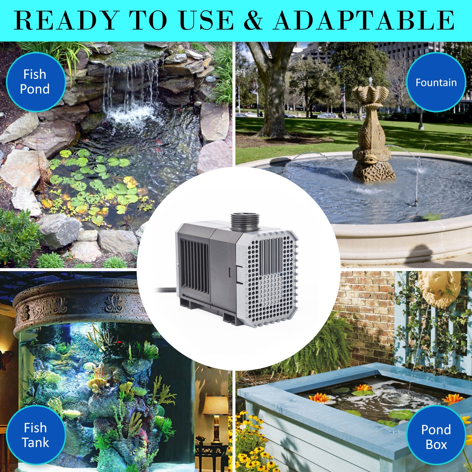 Aquarium Submersible Pond Water Pump 3000L/H 55W 3m V274-AQ-SP3000