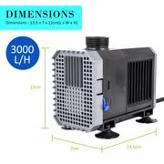 Aquarium Submersible Pond Water Pump 3000L/H 55W 3m V274-AQ-SP3000