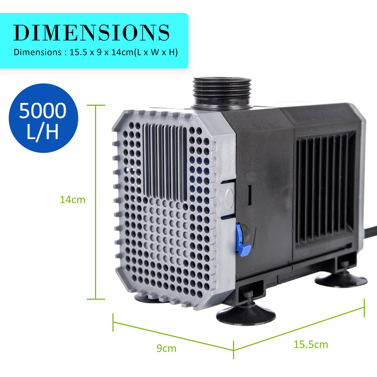 Aquarium Submersible Pond Water Pump 5000L/H 80W 3.8m V274-AQ-SP5000