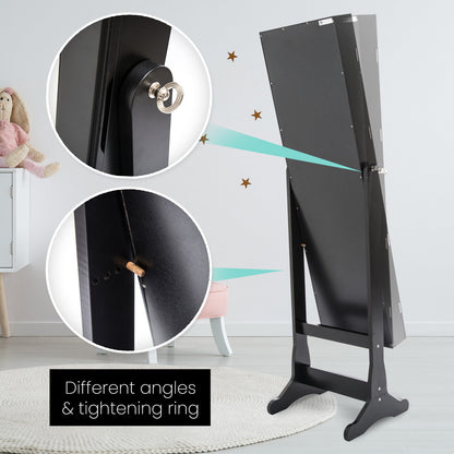 Mirror Jewellery Cabinet Organiser 2 Drawers LOWE 146cm BLACK V274-FT-2D-146BK