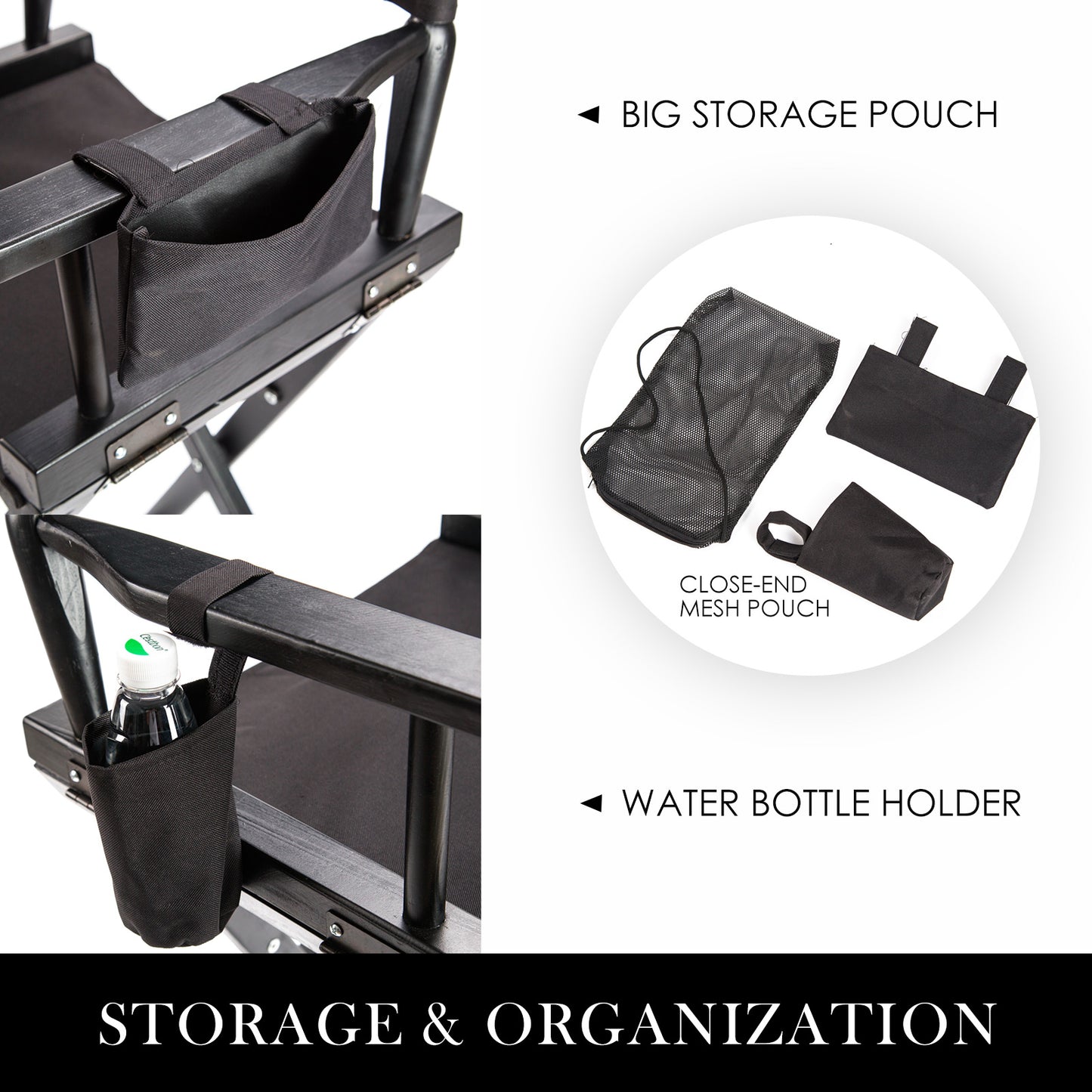 Director Movie Folding Tall Chair 76cm DARK HUMOR V274-FT-6015DC-BK