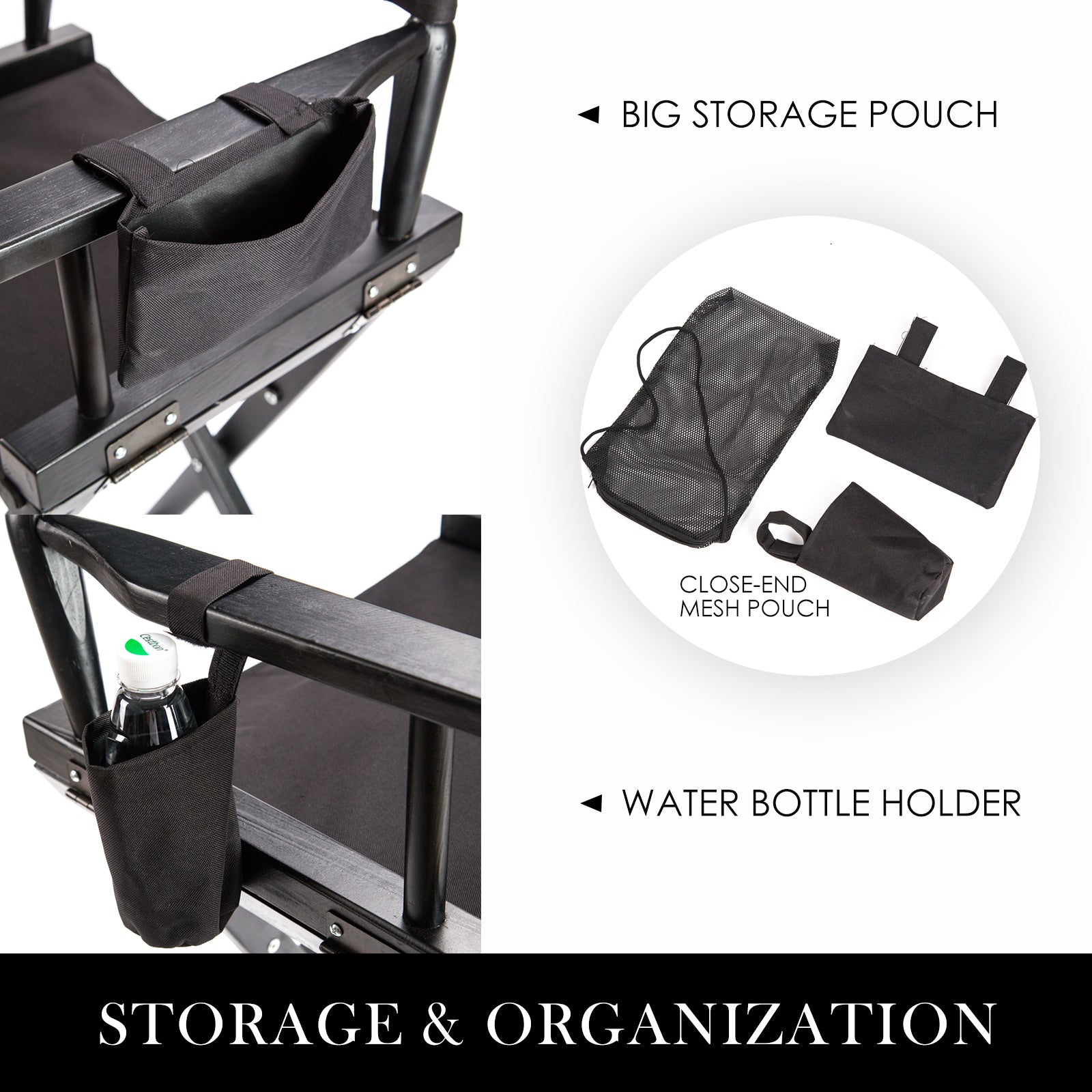 Director Movie Folding Tall Chair 76cm DARK HUMOR V274-FT-6015DC-BK