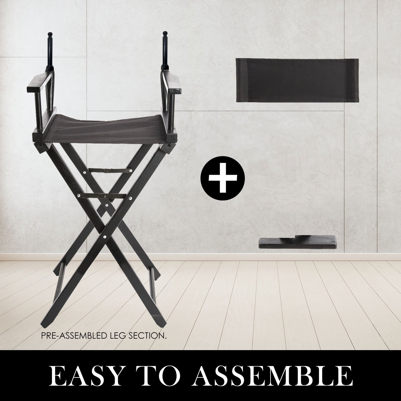 Director Movie Folding Tall Chair 76cm DARK HUMOR V274-FT-6015DC-BK