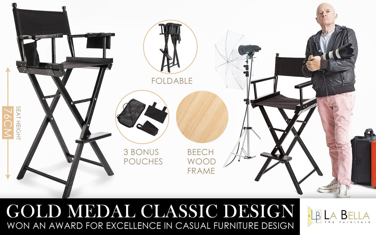 Director Movie Folding Tall Chair 76cm DARK HUMOR V274-FT-6015DC-BK