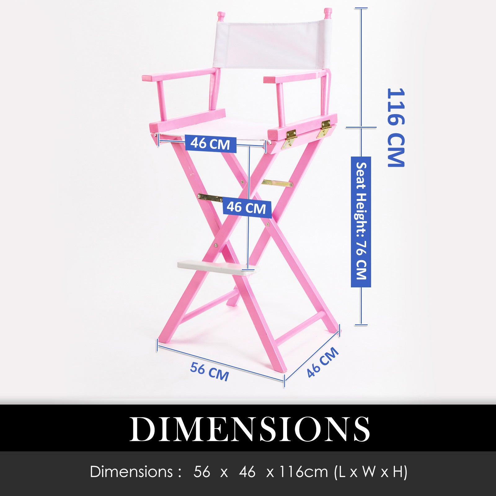 Director Movie Folding Tall Chair 76cm PINK HUMOR V274-FT-6015DC-PK